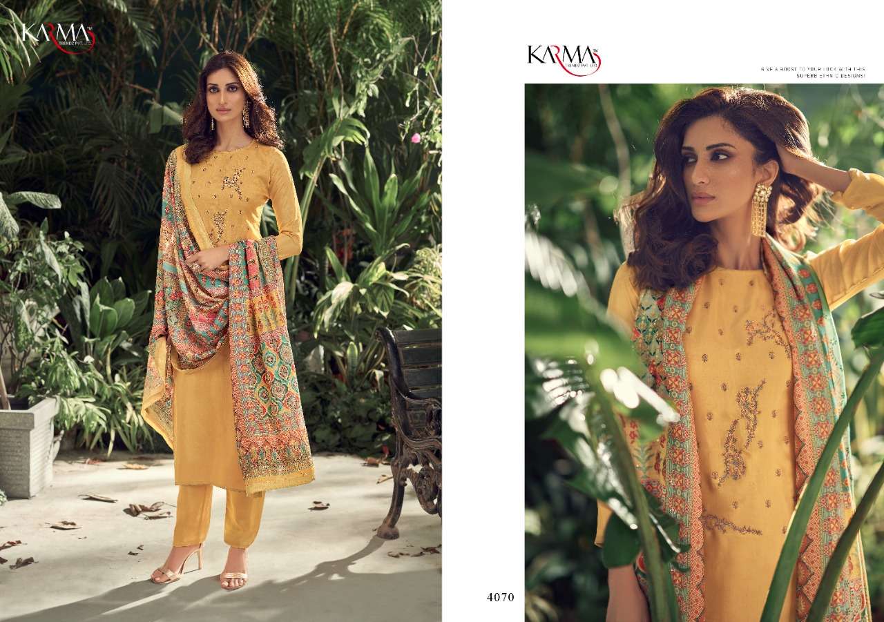 INAYAT VOL-7 BY KARMA TRENDZ 4068 TO 4074 SERIES BEAUTIFUL COLORFUL STYLISH PRETTY PARTY WEAR CASUAL WEAR OCCASIONAL WEAR PURE MUSLIN EMBROIDERED DRESSES AT WHOLESALE PRICE