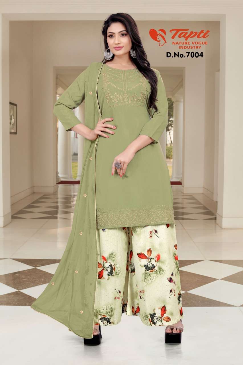 TAPTI 7001 SERIES BY TAPTI 7001 TO 7006 SERIES BEAUTIFUL SUITS COLORFUL STYLISH FANCY CASUAL WEAR & ETHNIC WEAR PURE VISCOSE MUSLIN EMBROIDERED DRESSES AT WHOLESALE PRICE