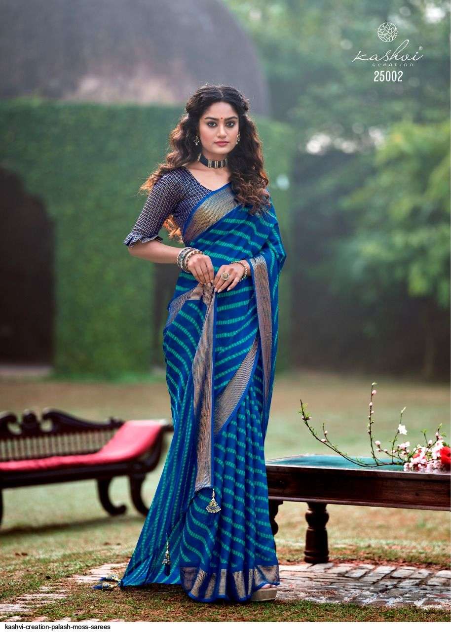 PALASH BY KASHVI CREATION 25001 TO 25010 SERIES INDIAN TRADITIONAL WEAR COLLECTION BEAUTIFUL STYLISH FANCY COLORFUL PARTY WEAR & OCCASIONAL WEAR BUTTERFLY MOSS SAREES AT WHOLESALE PRICE