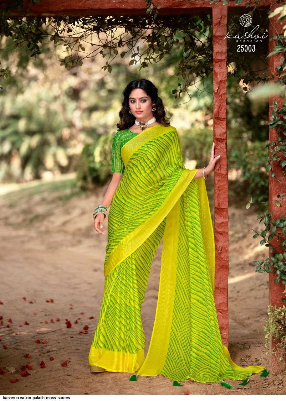 PALASH BY KASHVI CREATION 25001 TO 25010 SERIES INDIAN TRADITIONAL WEAR COLLECTION BEAUTIFUL STYLISH FANCY COLORFUL PARTY WEAR & OCCASIONAL WEAR BUTTERFLY MOSS SAREES AT WHOLESALE PRICE