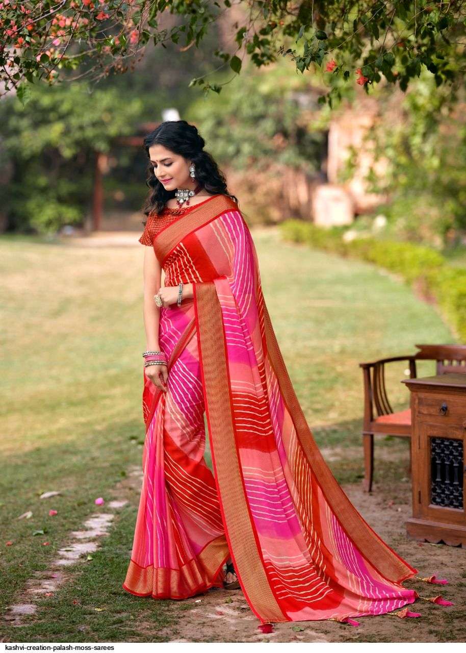 PALASH BY KASHVI CREATION 25001 TO 25010 SERIES INDIAN TRADITIONAL WEAR COLLECTION BEAUTIFUL STYLISH FANCY COLORFUL PARTY WEAR & OCCASIONAL WEAR BUTTERFLY MOSS SAREES AT WHOLESALE PRICE