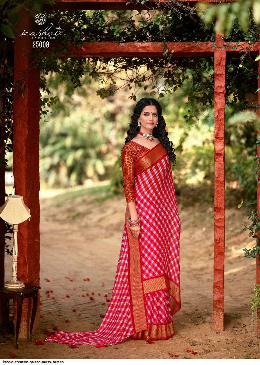 PALASH BY KASHVI CREATION 25001 TO 25010 SERIES INDIAN TRADITIONAL WEAR COLLECTION BEAUTIFUL STYLISH FANCY COLORFUL PARTY WEAR & OCCASIONAL WEAR BUTTERFLY MOSS SAREES AT WHOLESALE PRICE