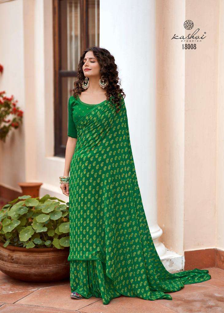 KAVYANJALI BY KASHVI CREATION 18001 TO 18010 SERIES INDIAN TRADITIONAL WEAR COLLECTION BEAUTIFUL STYLISH FANCY COLORFUL PARTY WEAR & OCCASIONAL WEAR GEORGETTE SAREES AT WHOLESALE PRICE