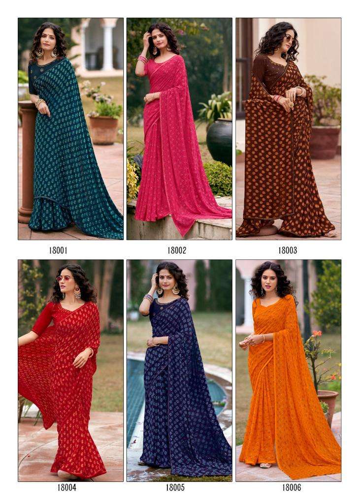 KAVYANJALI BY KASHVI CREATION 18001 TO 18010 SERIES INDIAN TRADITIONAL WEAR COLLECTION BEAUTIFUL STYLISH FANCY COLORFUL PARTY WEAR & OCCASIONAL WEAR GEORGETTE SAREES AT WHOLESALE PRICE