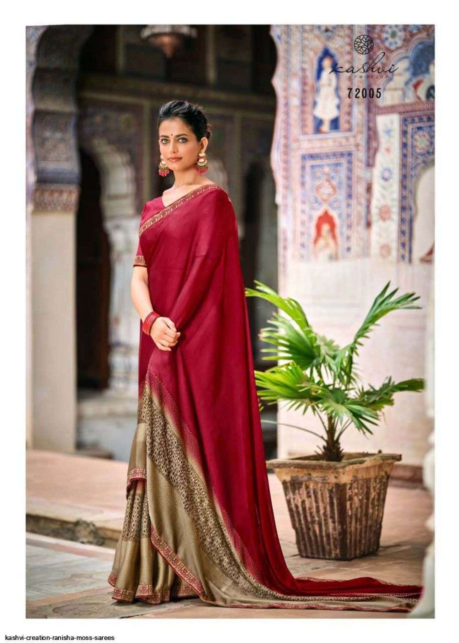 RANISHA BY KASHVI CREATION 72001 TO 72010 SERIES INDIAN TRADITIONAL WEAR COLLECTION BEAUTIFUL STYLISH FANCY COLORFUL PARTY WEAR & OCCASIONAL WEAR FANCY SAREES AT WHOLESALE PRICE