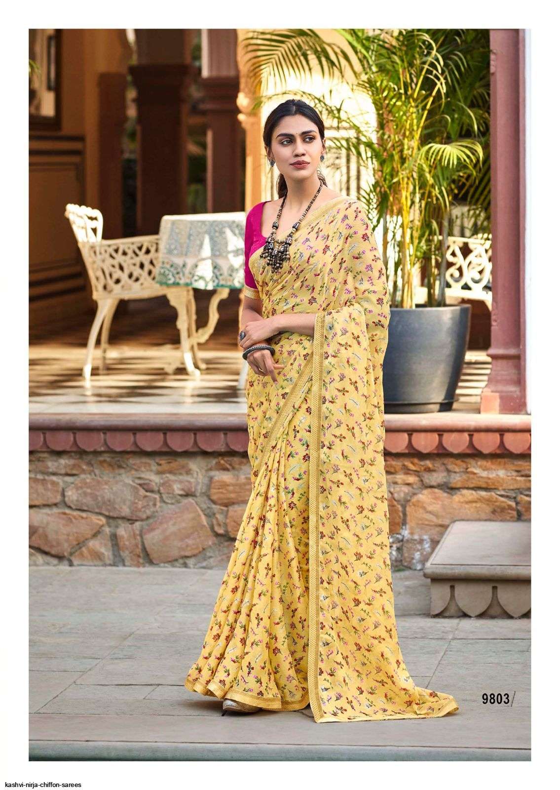 NIRJA BY KASHVI CREATION 9801 TO 9810 SERIES INDIAN TRADITIONAL WEAR COLLECTION BEAUTIFUL STYLISH FANCY COLORFUL PARTY WEAR & OCCASIONAL WEAR CHIFFON SAREES AT WHOLESALE PRICE