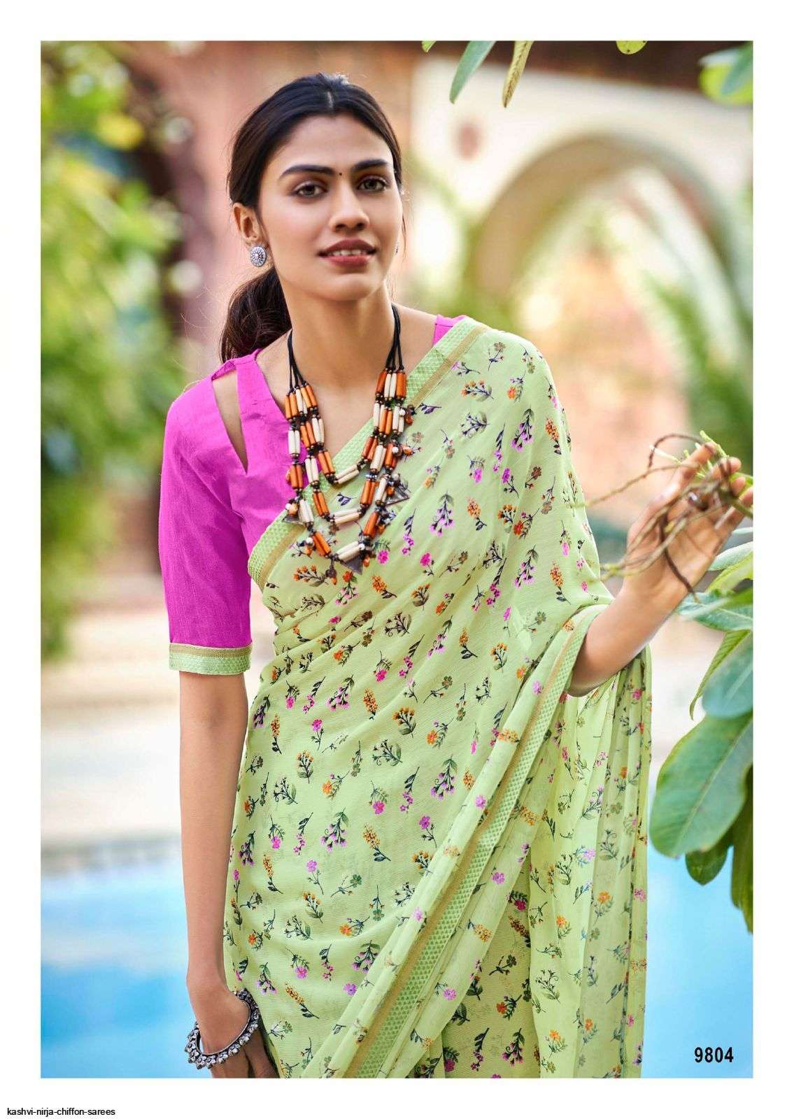 NIRJA BY KASHVI CREATION 9801 TO 9810 SERIES INDIAN TRADITIONAL WEAR COLLECTION BEAUTIFUL STYLISH FANCY COLORFUL PARTY WEAR & OCCASIONAL WEAR CHIFFON SAREES AT WHOLESALE PRICE