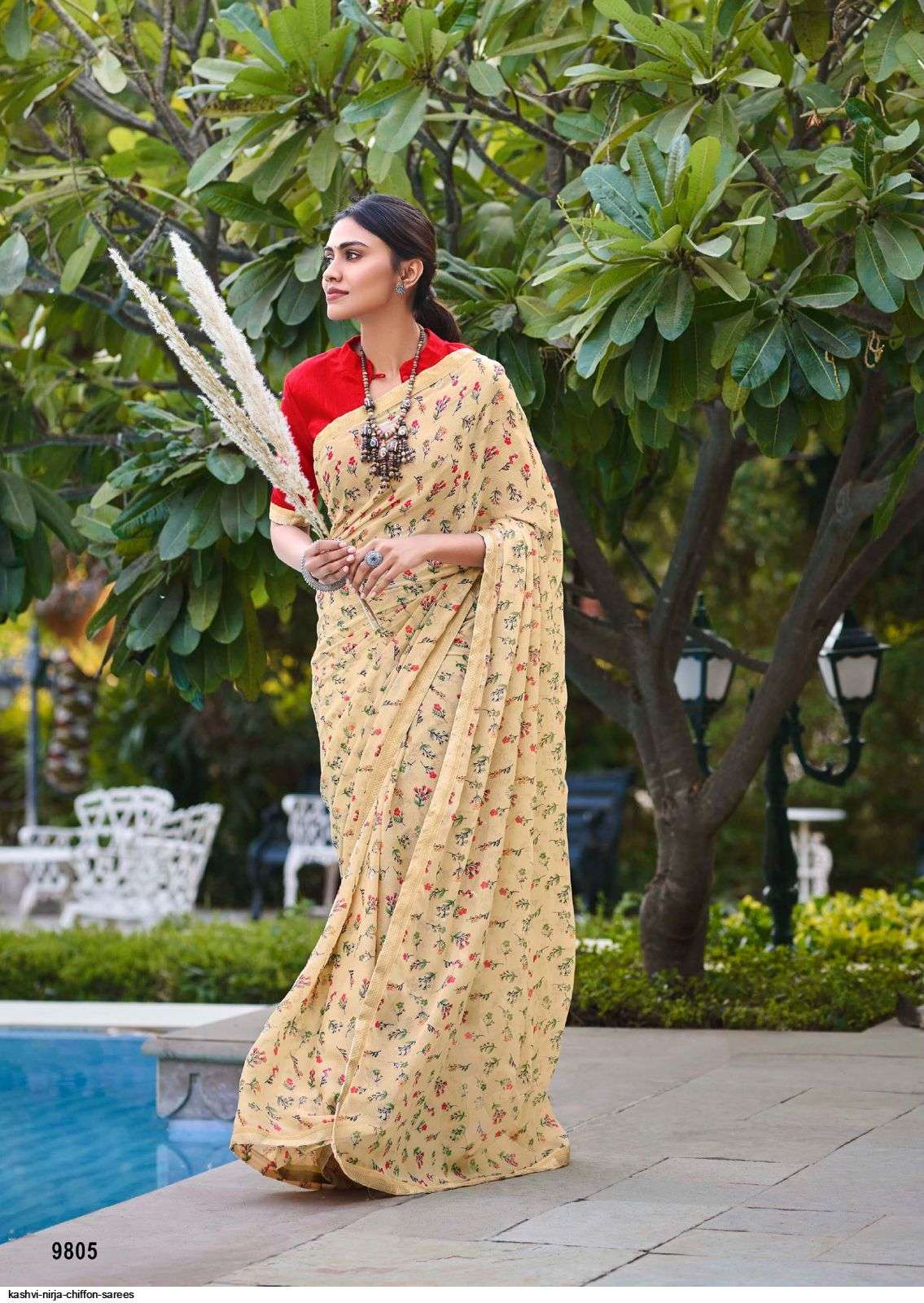 NIRJA BY KASHVI CREATION 9801 TO 9810 SERIES INDIAN TRADITIONAL WEAR COLLECTION BEAUTIFUL STYLISH FANCY COLORFUL PARTY WEAR & OCCASIONAL WEAR CHIFFON SAREES AT WHOLESALE PRICE