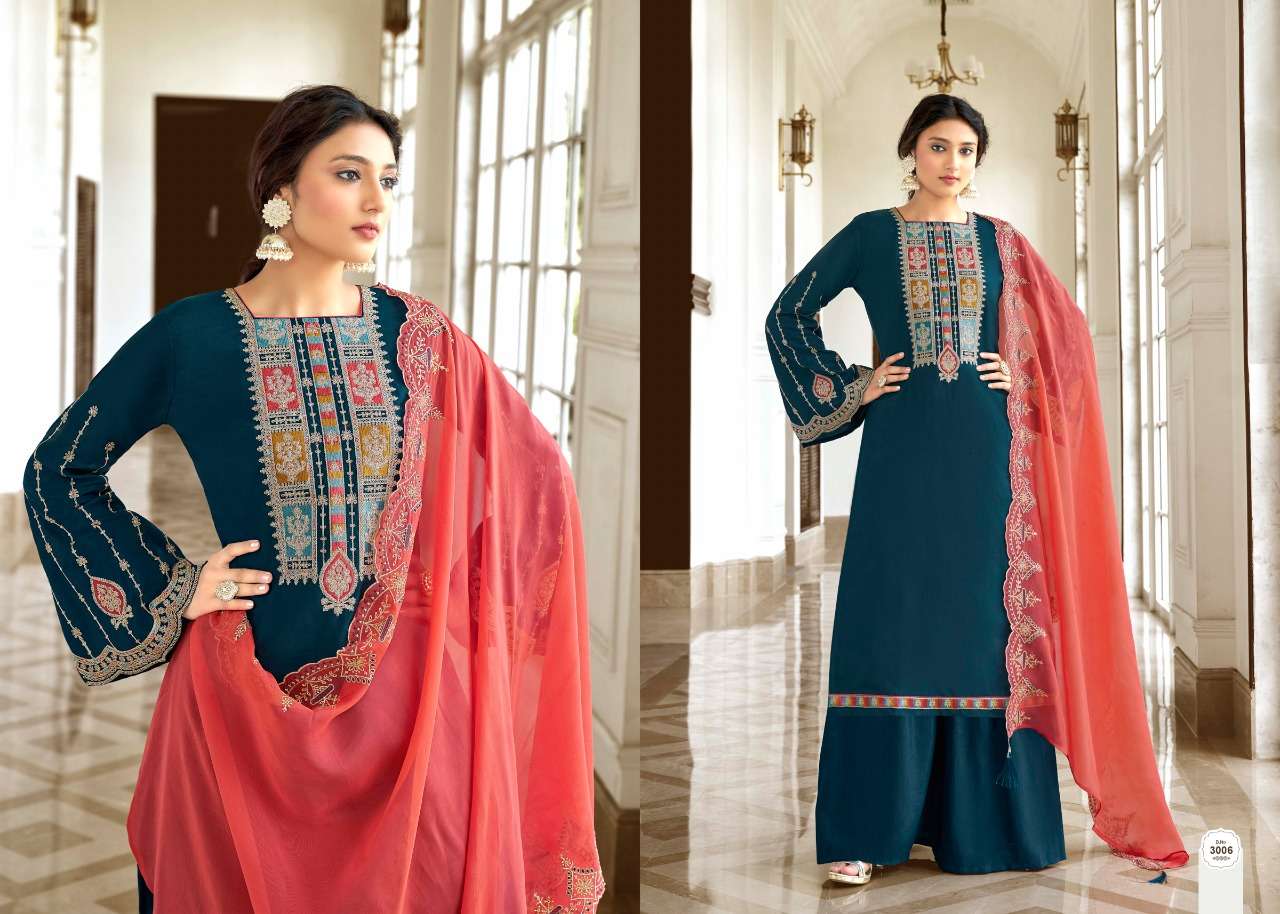 REHNUMA VOL-3 BY ZSM 3001 TO 3006 SERIES BEAUTIFUL STYLISH SHARARA SUITS FANCY COLORFUL CASUAL WEAR & ETHNIC WEAR & READY TO WEAR COTTON SILK EMBROIDERED DRESSES AT WHOLESALE PRICE