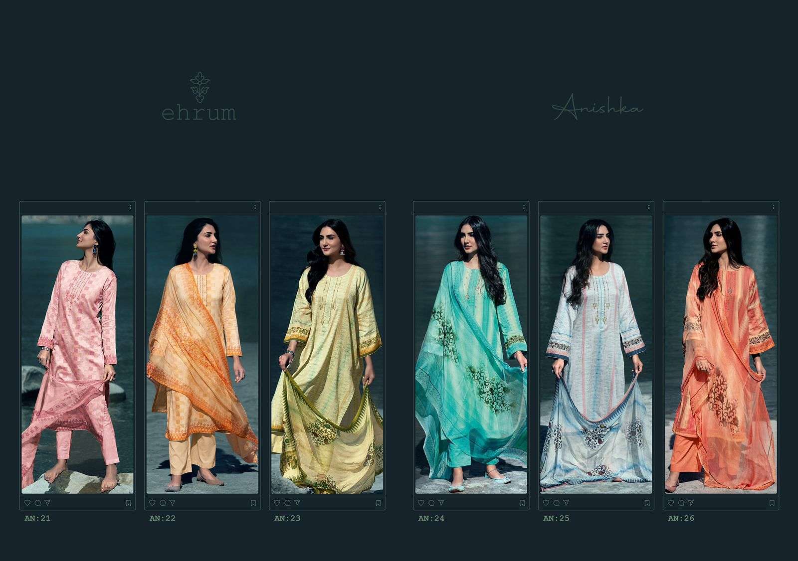 ANISHKA BY EHRUM 21 TO 26 SERIES BEAUTIFUL SUITS COLORFUL STYLISH FANCY CASUAL WEAR & ETHNIC WEAR COTTON DIGITAL PRINT DRESSES AT WHOLESALE PRICE