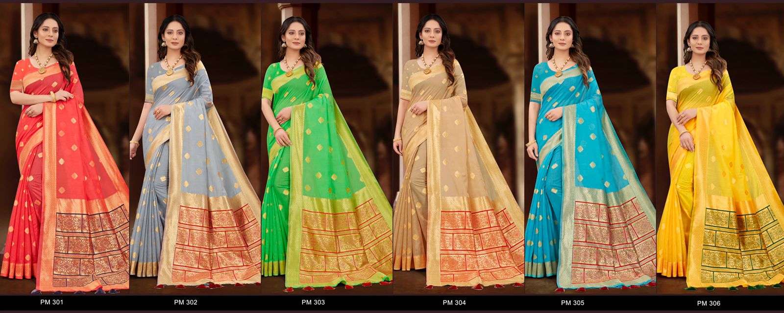 SUTRAM VASUDHA BY AURA 301 TO 306 SERIES INDIAN TRADITIONAL WEAR COLLECTION BEAUTIFUL STYLISH FANCY COLORFUL PARTY WEAR & OCCASIONAL WEAR SOFT COTTON SAREES AT WHOLESALE PRICE