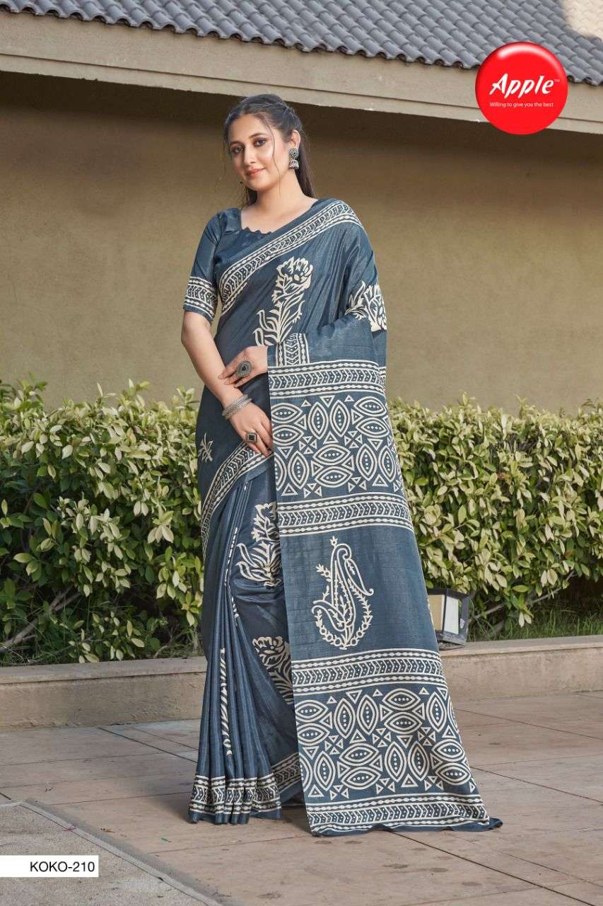 KOKO VOL-2 BY APPLE 201 TO 212 SERIES INDIAN TRADITIONAL WEAR COLLECTION BEAUTIFUL STYLISH FANCY COLORFUL PARTY WEAR & OCCASIONAL WEAR DOLA SILK SAREES AT WHOLESALE PRICE