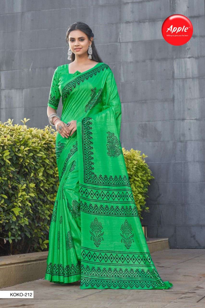 KOKO VOL-2 BY APPLE 201 TO 212 SERIES INDIAN TRADITIONAL WEAR COLLECTION BEAUTIFUL STYLISH FANCY COLORFUL PARTY WEAR & OCCASIONAL WEAR DOLA SILK SAREES AT WHOLESALE PRICE