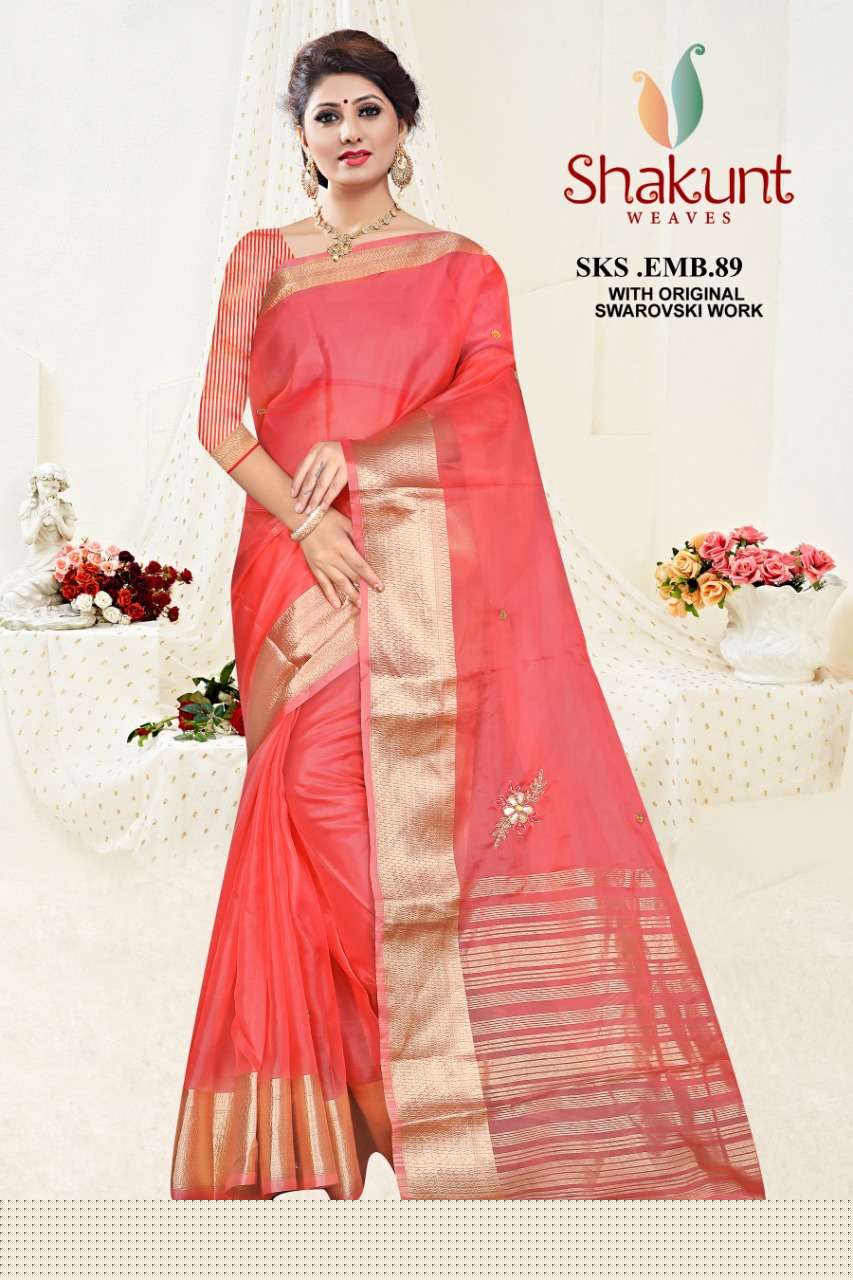 SKS-89 BY SHAKUNT 89-A TO 89-E SERIES INDIAN TRADITIONAL WEAR COLLECTION BEAUTIFUL STYLISH FANCY COLORFUL PARTY WEAR & OCCASIONAL WEAR FANCY SAREES AT WHOLESALE PRICE