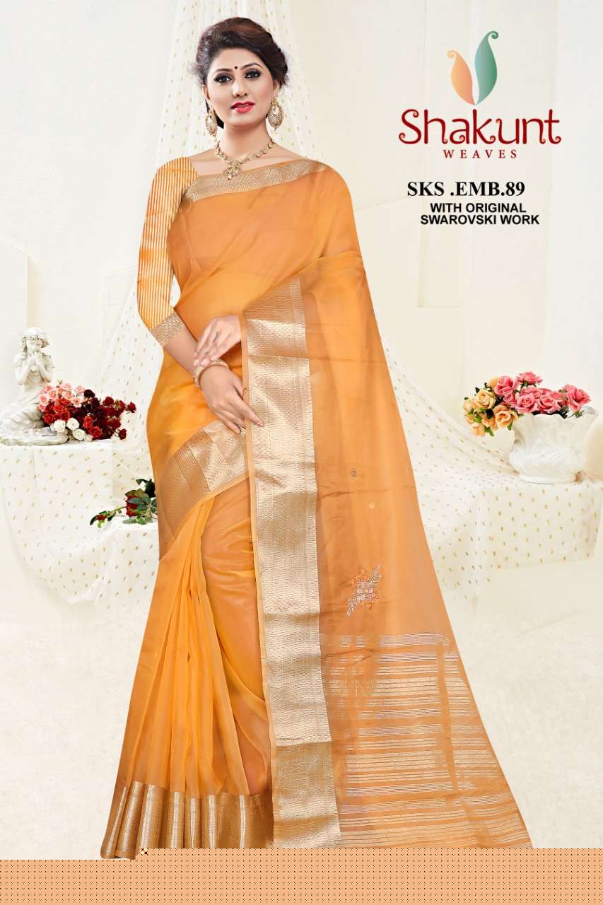 SKS-89 BY SHAKUNT 89-A TO 89-E SERIES INDIAN TRADITIONAL WEAR COLLECTION BEAUTIFUL STYLISH FANCY COLORFUL PARTY WEAR & OCCASIONAL WEAR FANCY SAREES AT WHOLESALE PRICE