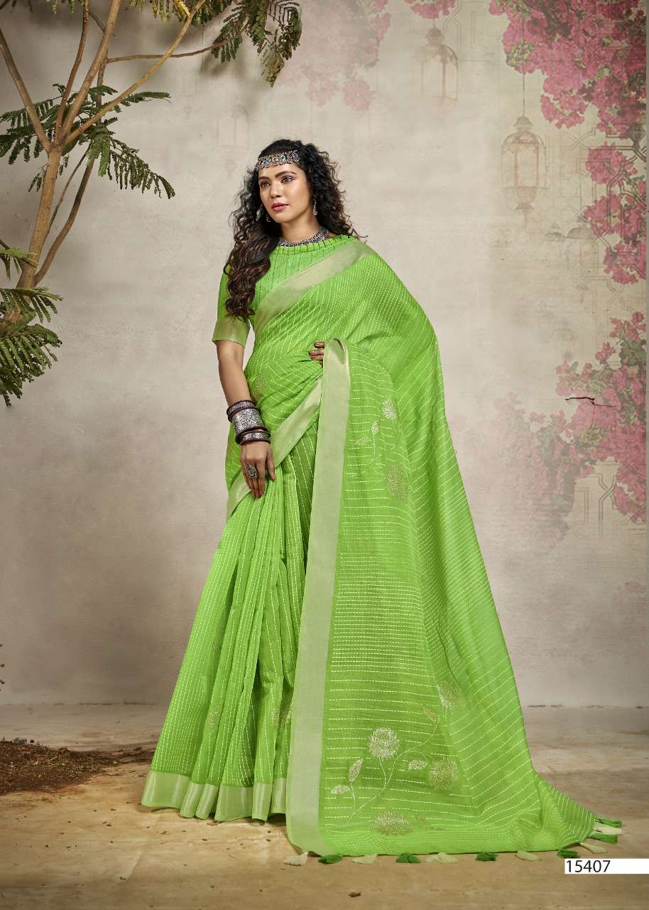 MIRROR BY TRIVENI 15401 TO 15408 SERIES INDIAN TRADITIONAL WEAR COLLECTION BEAUTIFUL STYLISH FANCY COLORFUL PARTY WEAR & OCCASIONAL WEAR COTTON PRINT SAREES AT WHOLESALE PRICE