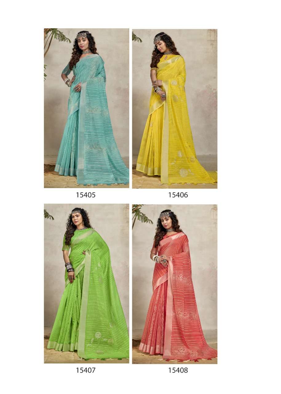 MIRROR BY TRIVENI 15401 TO 15408 SERIES INDIAN TRADITIONAL WEAR COLLECTION BEAUTIFUL STYLISH FANCY COLORFUL PARTY WEAR & OCCASIONAL WEAR COTTON PRINT SAREES AT WHOLESALE PRICE