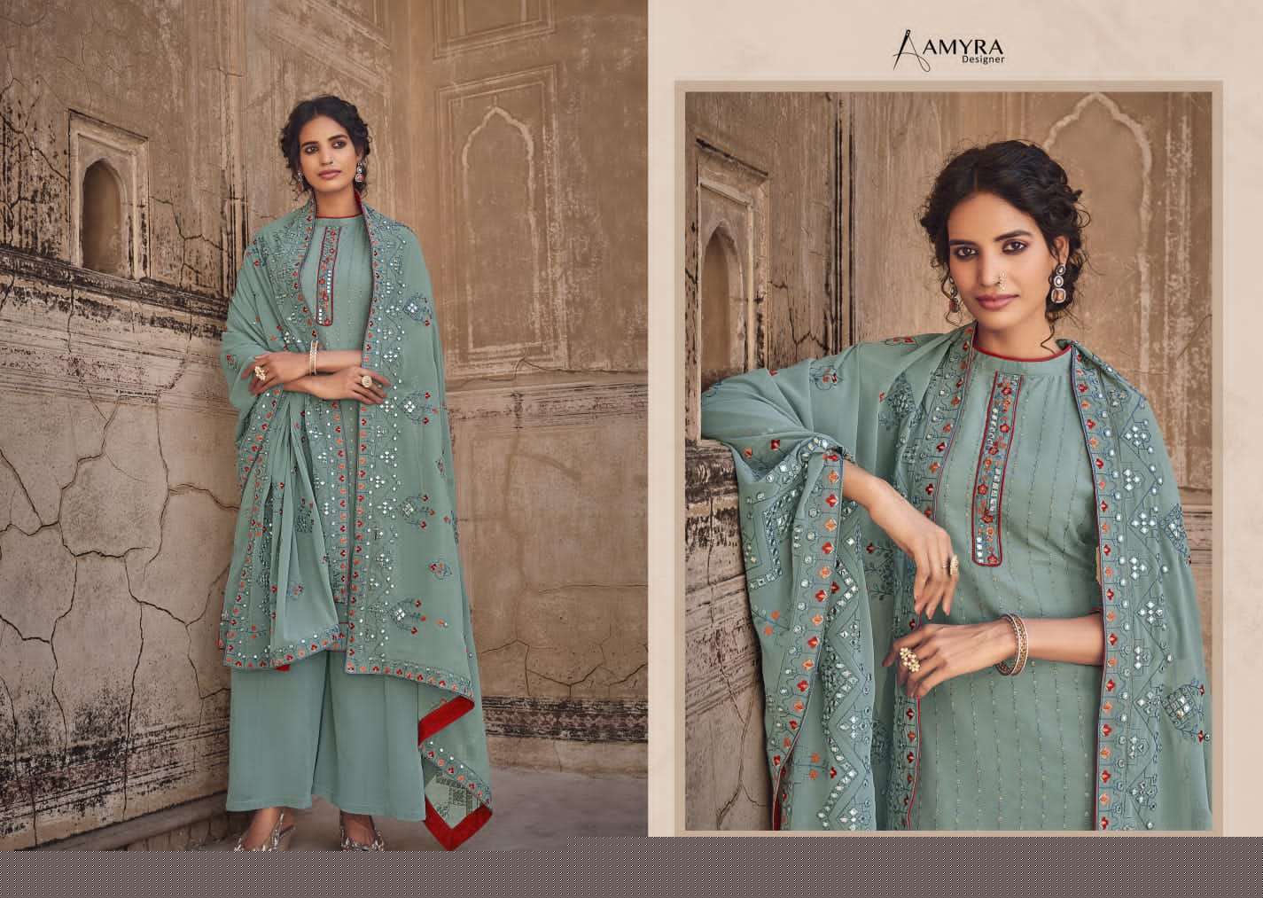 Dream By Amyra Designer 101 To 104 Series Beautiful Suits Colorful Stylish Fancy Casual Wear & Ethnic Wear Heavy Georgette Embroidered Dresses At Wholesale Price