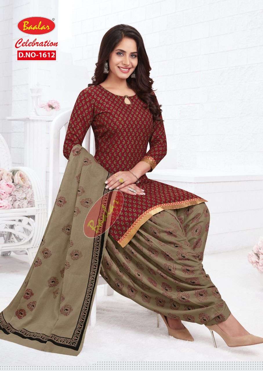 CELEBRATION VOL-16 BY BAALAR 1611 TO 1623 SERIES BEAUTIFUL STYLISH SUITS FANCY COLORFUL CASUAL WEAR & ETHNIC WEAR & READY TO WEAR HEAVY COTTON PRINTED DRESSES AT WHOLESALE PRICE