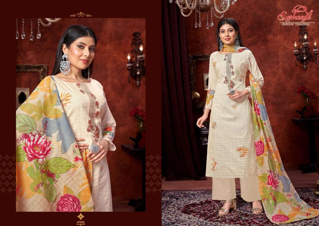 FIZA BY SARMAAYA 47001 TO 47006 SERIES BEAUTIFUL SUITS COLORFUL STYLISH FANCY CASUAL WEAR & ETHNIC WEAR LAWN COTTON DRESSES AT WHOLESALE PRICE