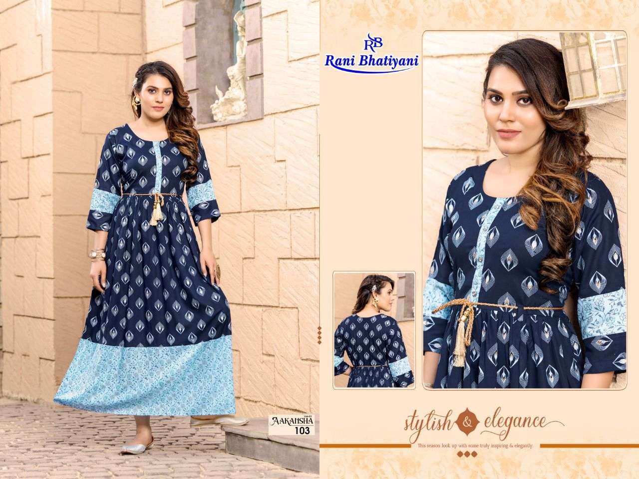 AAKANSHA VOL-1 BY RANI BHATIYANI 101 TO 108 SERIES BEAUTIFUL STYLISH FANCY COLORFUL CASUAL WEAR & ETHNIC WEAR RAYON FOIL PRINT GOWNS WITH WHOLESALE PRICE
