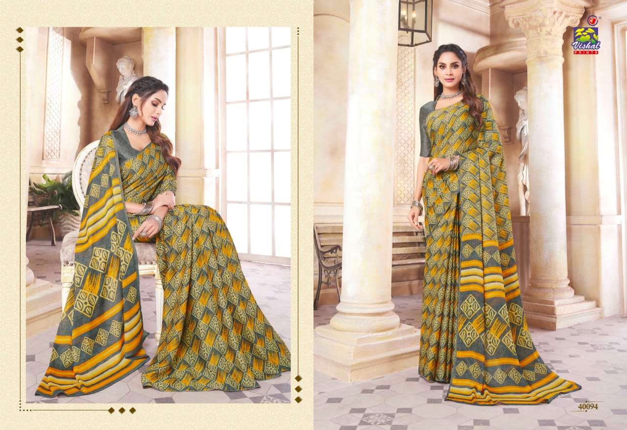 SHANAYA BY VISHAL PRINTS 40086 TO 40097 SERIES INDIAN TRADITIONAL WEAR COLLECTION BEAUTIFUL STYLISH FANCY COLORFUL PARTY WEAR & OCCASIONAL WEAR MOSS SAREES AT WHOLESALE PRICE