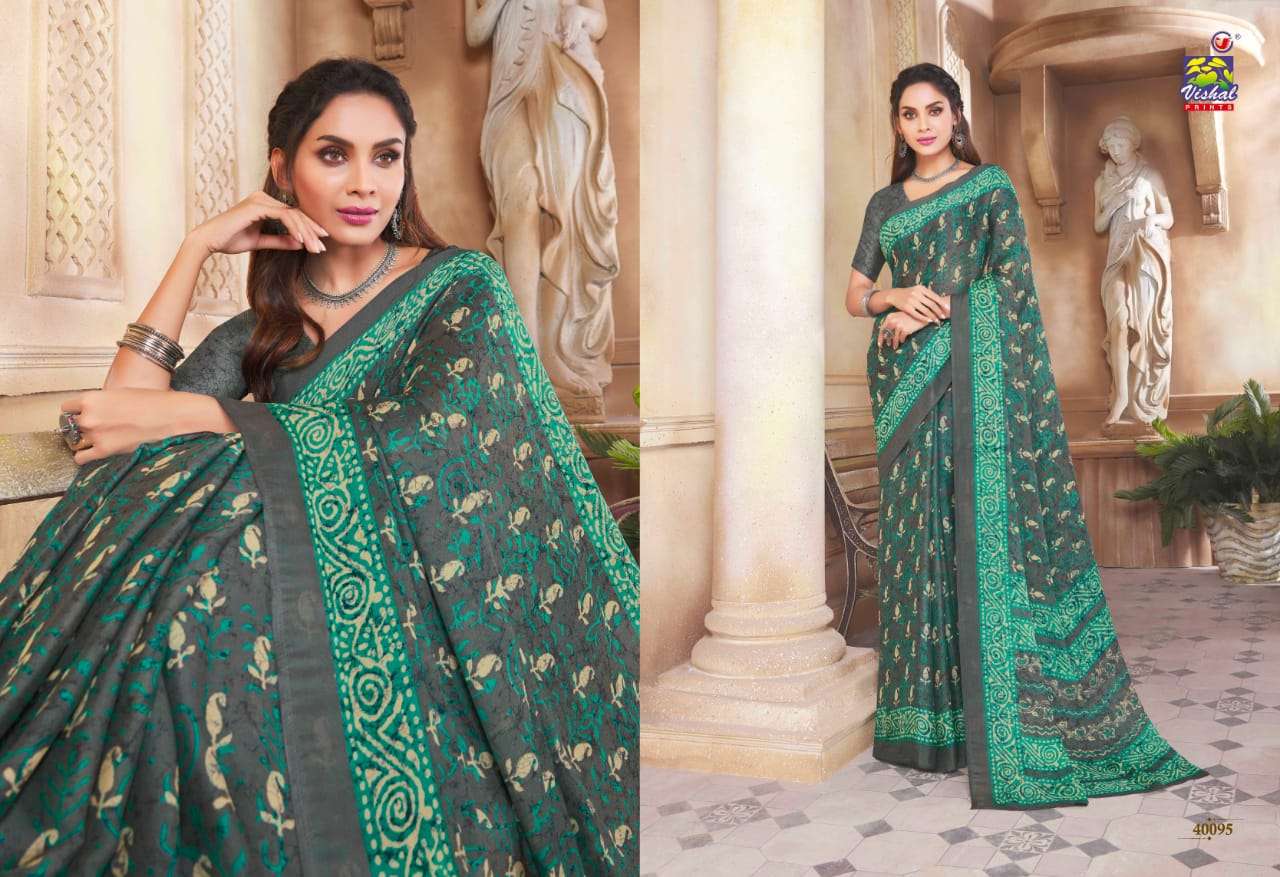 SHANAYA BY VISHAL PRINTS 40086 TO 40097 SERIES INDIAN TRADITIONAL WEAR COLLECTION BEAUTIFUL STYLISH FANCY COLORFUL PARTY WEAR & OCCASIONAL WEAR MOSS SAREES AT WHOLESALE PRICE