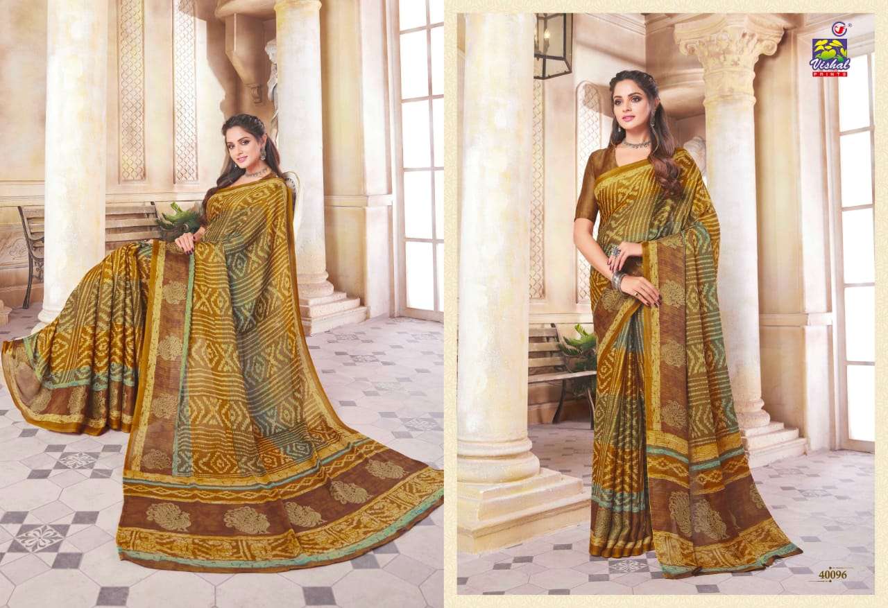 SHANAYA BY VISHAL PRINTS 40086 TO 40097 SERIES INDIAN TRADITIONAL WEAR COLLECTION BEAUTIFUL STYLISH FANCY COLORFUL PARTY WEAR & OCCASIONAL WEAR MOSS SAREES AT WHOLESALE PRICE