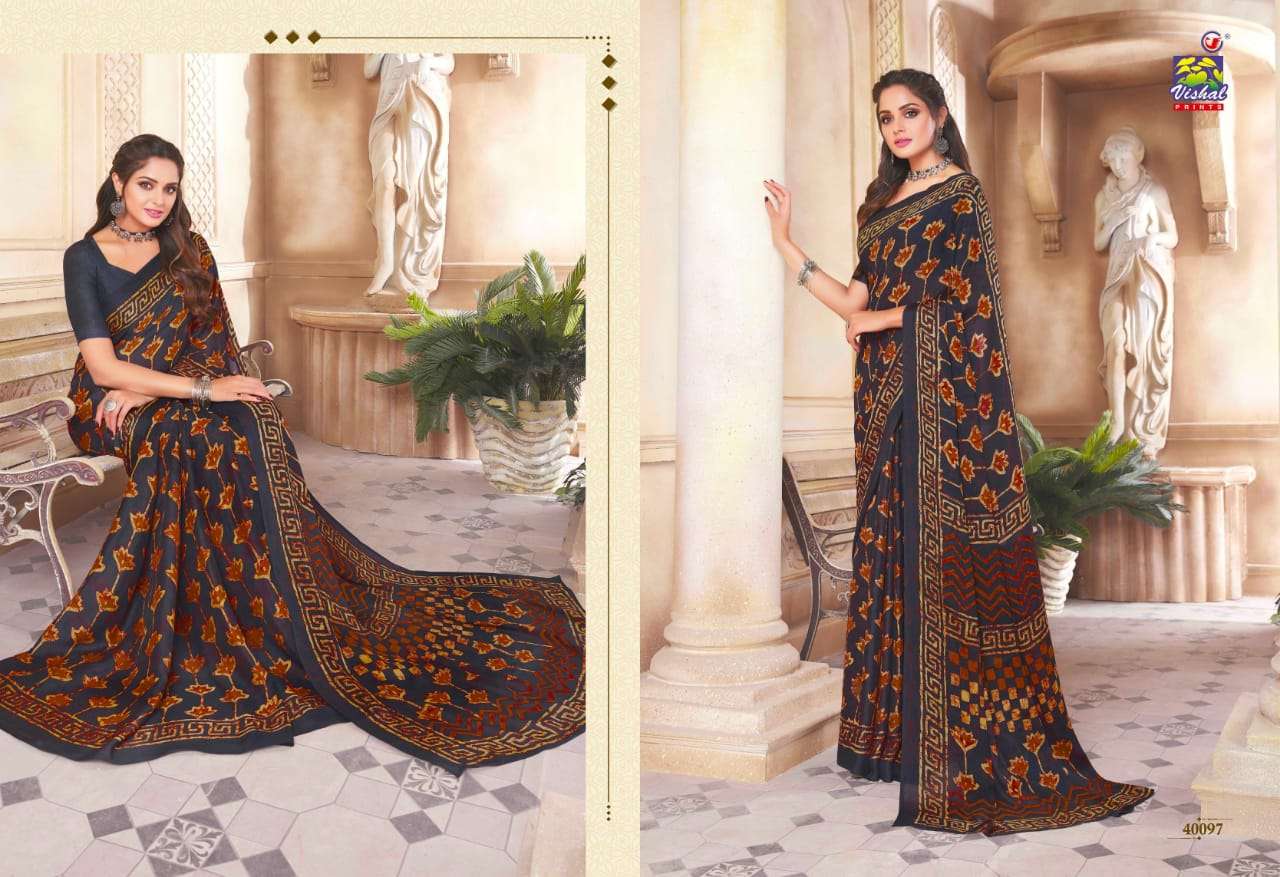 SHANAYA BY VISHAL PRINTS 40086 TO 40097 SERIES INDIAN TRADITIONAL WEAR COLLECTION BEAUTIFUL STYLISH FANCY COLORFUL PARTY WEAR & OCCASIONAL WEAR MOSS SAREES AT WHOLESALE PRICE