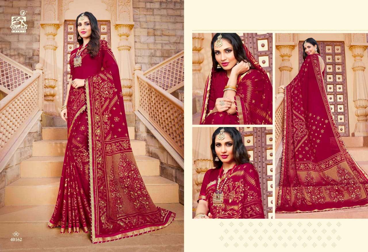 NAGMA BY VISHAL PRINTS 40158 TO 40169 SERIES INDIAN TRADITIONAL WEAR COLLECTION BEAUTIFUL STYLISH FANCY COLORFUL PARTY WEAR & OCCASIONAL WEAR BRASSO SAREES AT WHOLESALE PRICE