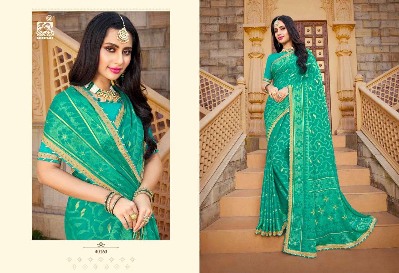 NAGMA BY VISHAL PRINTS 40158 TO 40169 SERIES INDIAN TRADITIONAL WEAR COLLECTION BEAUTIFUL STYLISH FANCY COLORFUL PARTY WEAR & OCCASIONAL WEAR BRASSO SAREES AT WHOLESALE PRICE