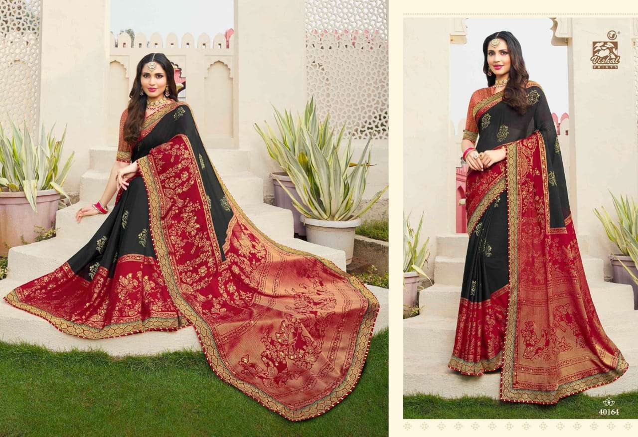NAGMA BY VISHAL PRINTS 40158 TO 40169 SERIES INDIAN TRADITIONAL WEAR COLLECTION BEAUTIFUL STYLISH FANCY COLORFUL PARTY WEAR & OCCASIONAL WEAR BRASSO SAREES AT WHOLESALE PRICE