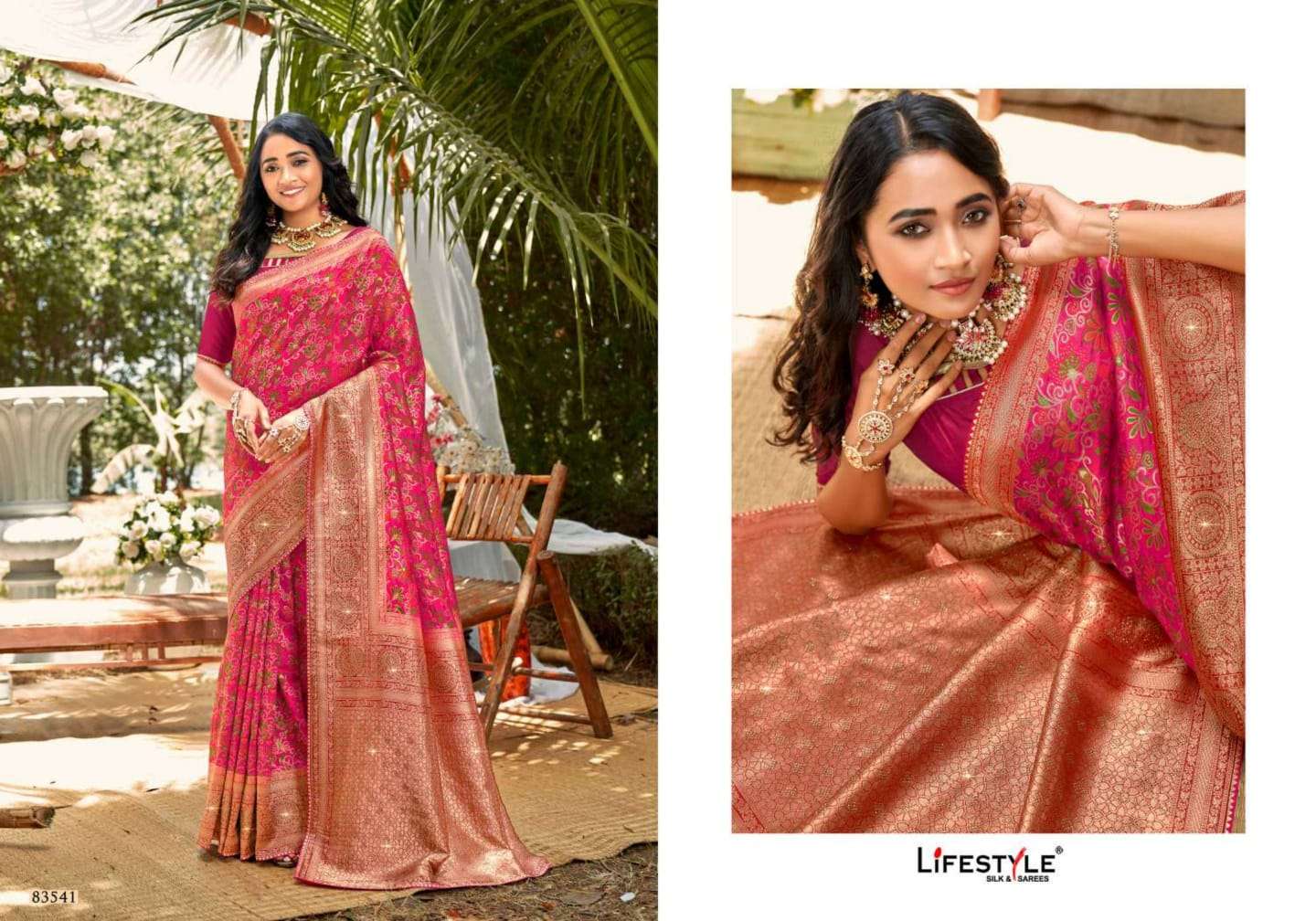 MENKA SILK BY LIFESTYLE 83541 TO 83546 SERIES INDIAN TRADITIONAL WEAR COLLECTION BEAUTIFUL STYLISH FANCY COLORFUL PARTY WEAR & OCCASIONAL WEAR RAW SILK SAREES AT WHOLESALE PRICE