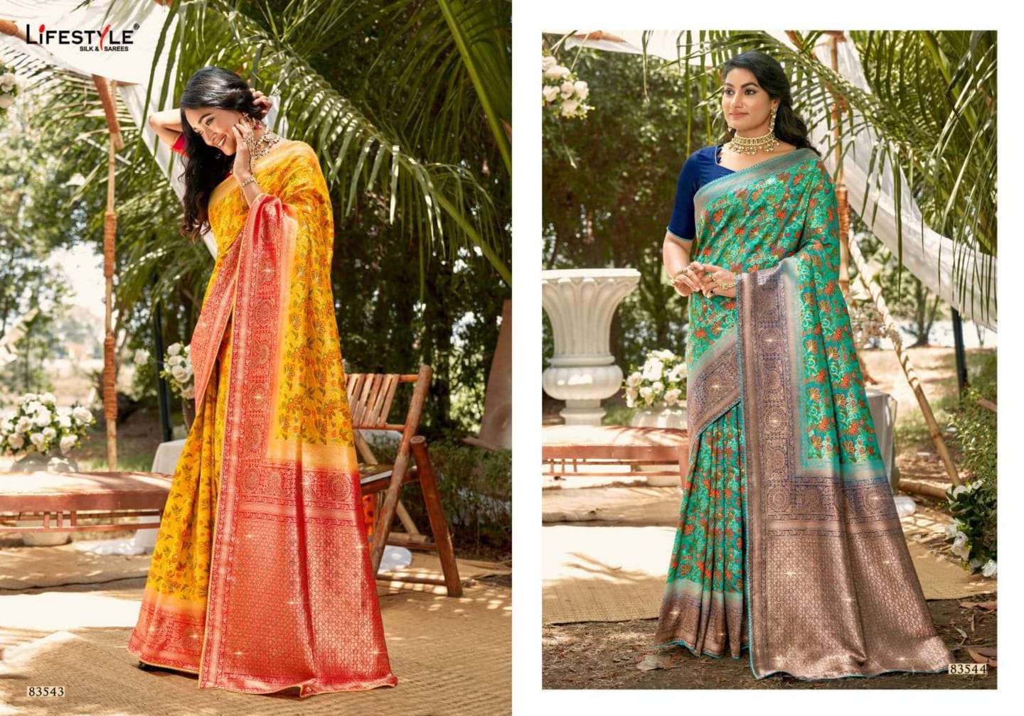 MENKA SILK BY LIFESTYLE 83541 TO 83546 SERIES INDIAN TRADITIONAL WEAR COLLECTION BEAUTIFUL STYLISH FANCY COLORFUL PARTY WEAR & OCCASIONAL WEAR RAW SILK SAREES AT WHOLESALE PRICE