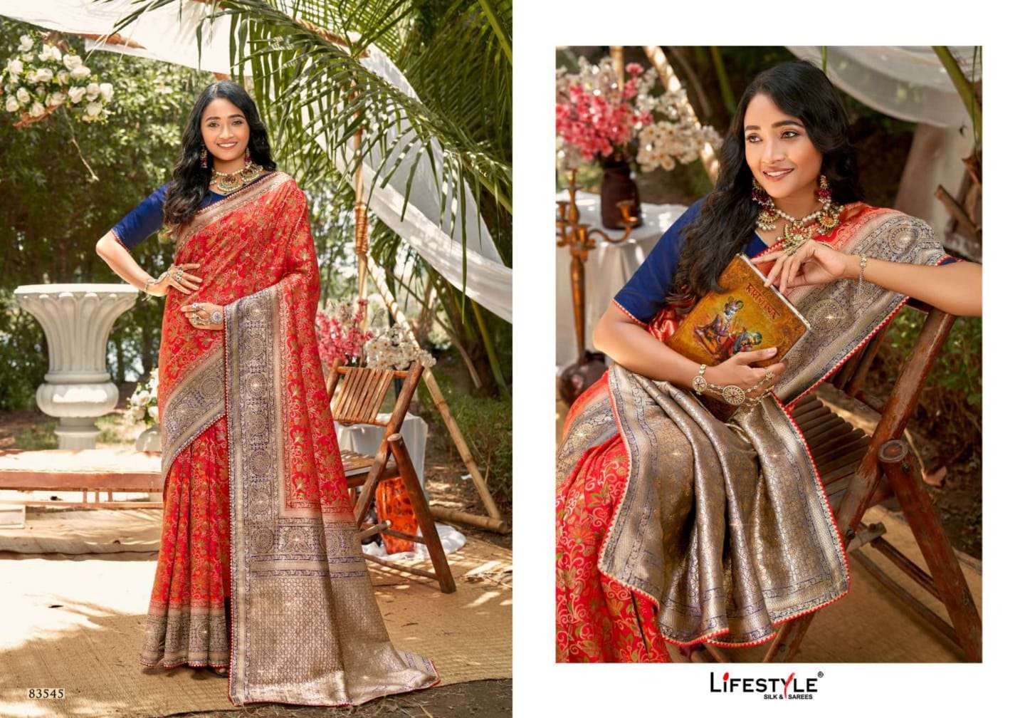 MENKA SILK BY LIFESTYLE 83541 TO 83546 SERIES INDIAN TRADITIONAL WEAR COLLECTION BEAUTIFUL STYLISH FANCY COLORFUL PARTY WEAR & OCCASIONAL WEAR RAW SILK SAREES AT WHOLESALE PRICE