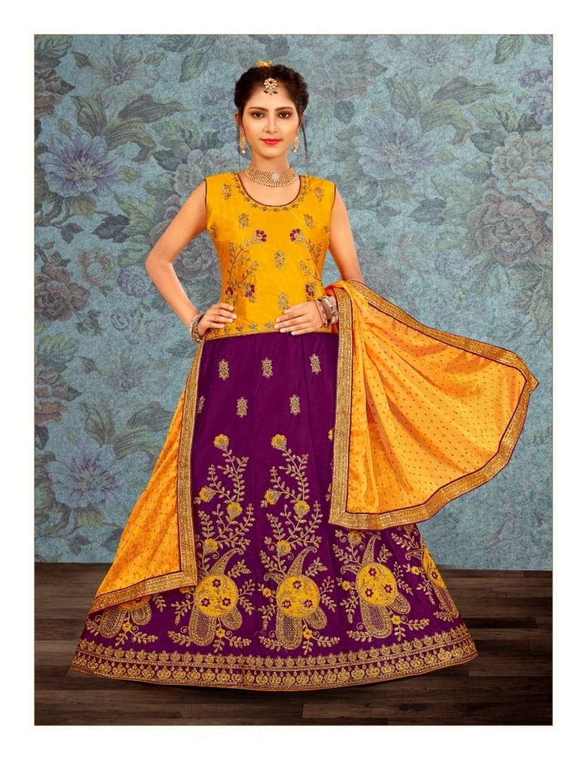 R-266 BY SANSKAR SAREES 01 TO 06 SERIES DESIGNER BEAUTIFUL NAVRATRI COLLECTION OCCASIONAL WEAR & PARTY WEAR MALAI SATIN LEHENGAS AT WHOLESALE PRICE