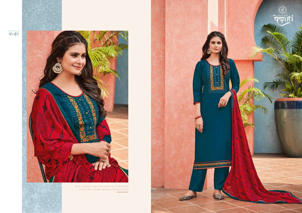 NAZAKAT BY VEDANTI 81 TO 84 SERIES BEAUTIFUL SUITS COLORFUL STYLISH FANCY CASUAL WEAR & ETHNIC WEAR PARAMPARA SILK DRESSES AT WHOLESALE PRICE