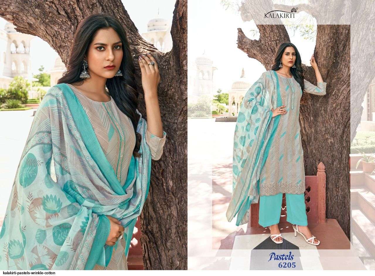 PASTELS BY KALAKIRTI 6201 TO 6208 SERIES BEAUTIFUL SUITS COLORFUL STYLISH FANCY CASUAL WEAR & ETHNIC WEAR COTTON PRINT DRESSES AT WHOLESALE PRICE