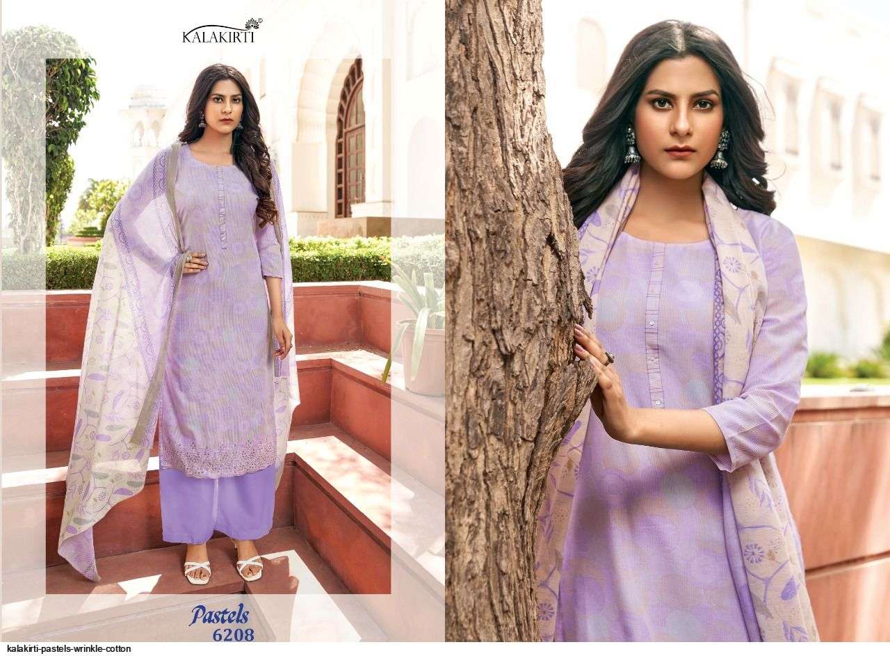 PASTELS BY KALAKIRTI 6201 TO 6208 SERIES BEAUTIFUL SUITS COLORFUL STYLISH FANCY CASUAL WEAR & ETHNIC WEAR COTTON PRINT DRESSES AT WHOLESALE PRICE