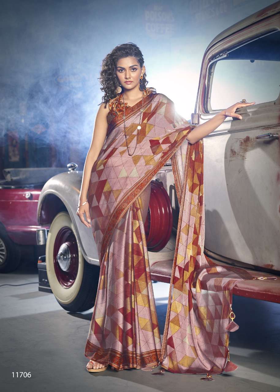 BLOOMING BY VALLABHI PRINTS 11701 TO 11708 SERIES INDIAN TRADITIONAL WEAR COLLECTION BEAUTIFUL STYLISH FANCY COLORFUL PARTY WEAR & OCCASIONAL WEAR MOSS CHIFFON SAREES AT WHOLESALE PRICE