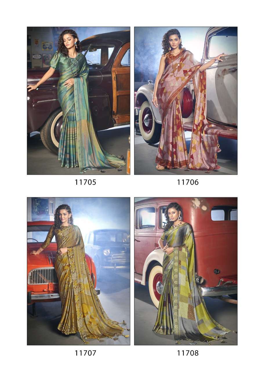 BLOOMING BY VALLABHI PRINTS 11701 TO 11708 SERIES INDIAN TRADITIONAL WEAR COLLECTION BEAUTIFUL STYLISH FANCY COLORFUL PARTY WEAR & OCCASIONAL WEAR MOSS CHIFFON SAREES AT WHOLESALE PRICE