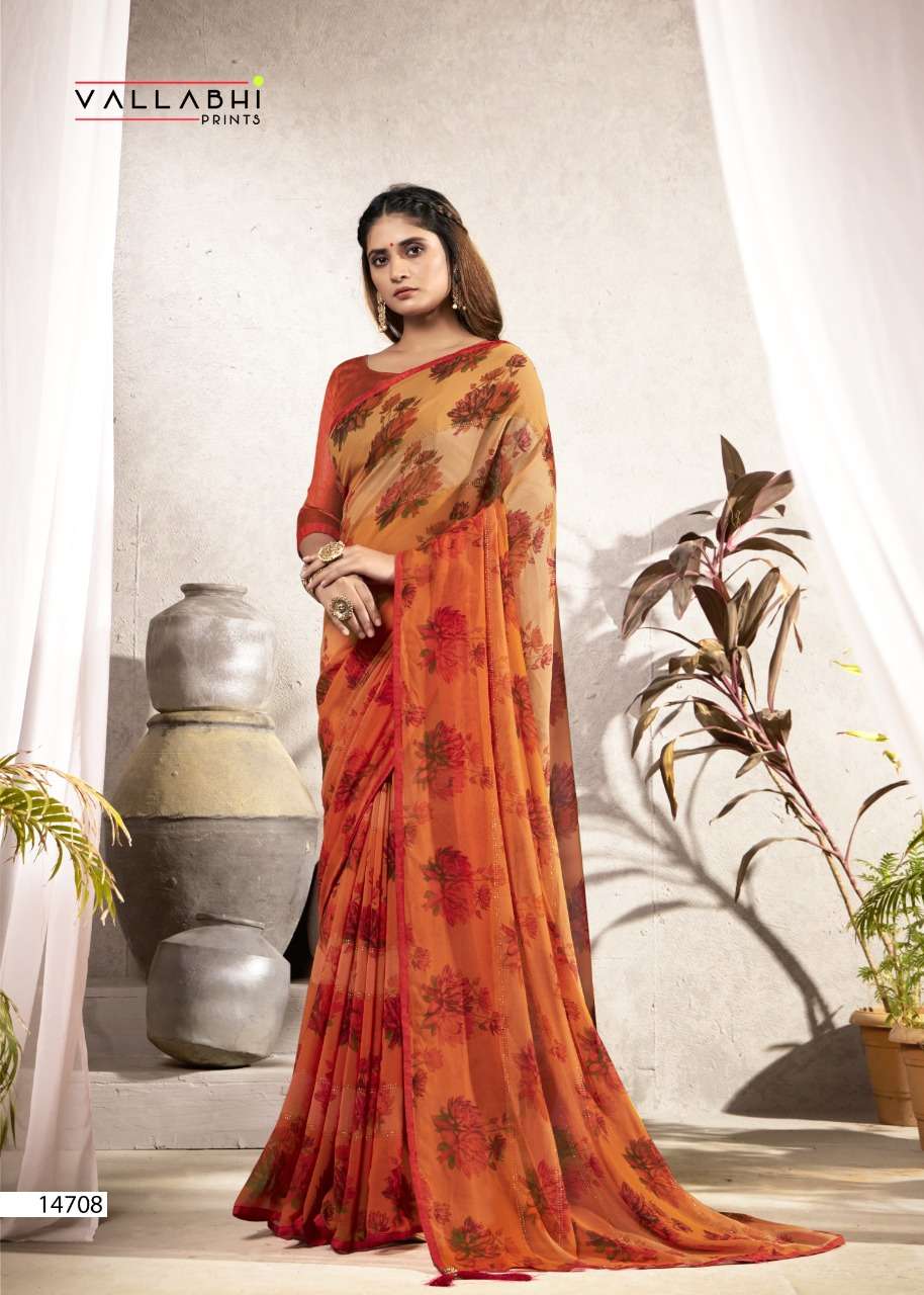 SONIYA BY VALLABHI PRINTS 14701 TO 14708 SERIES INDIAN TRADITIONAL WEAR COLLECTION BEAUTIFUL STYLISH FANCY COLORFUL PARTY WEAR & OCCASIONAL WEAR GEORGETTE SAREES AT WHOLESALE PRICE