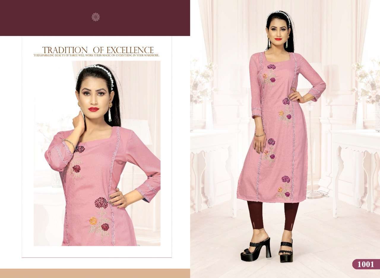 FESTIVAL BY JOURNEY 1001 TO 1004 SERIES DESIGNER STYLISH FANCY COLORFUL BEAUTIFUL PARTY WEAR & ETHNIC WEAR COLLECTION CHINNON KURTIS WITH BOTTOM AT WHOLESALE PRICE