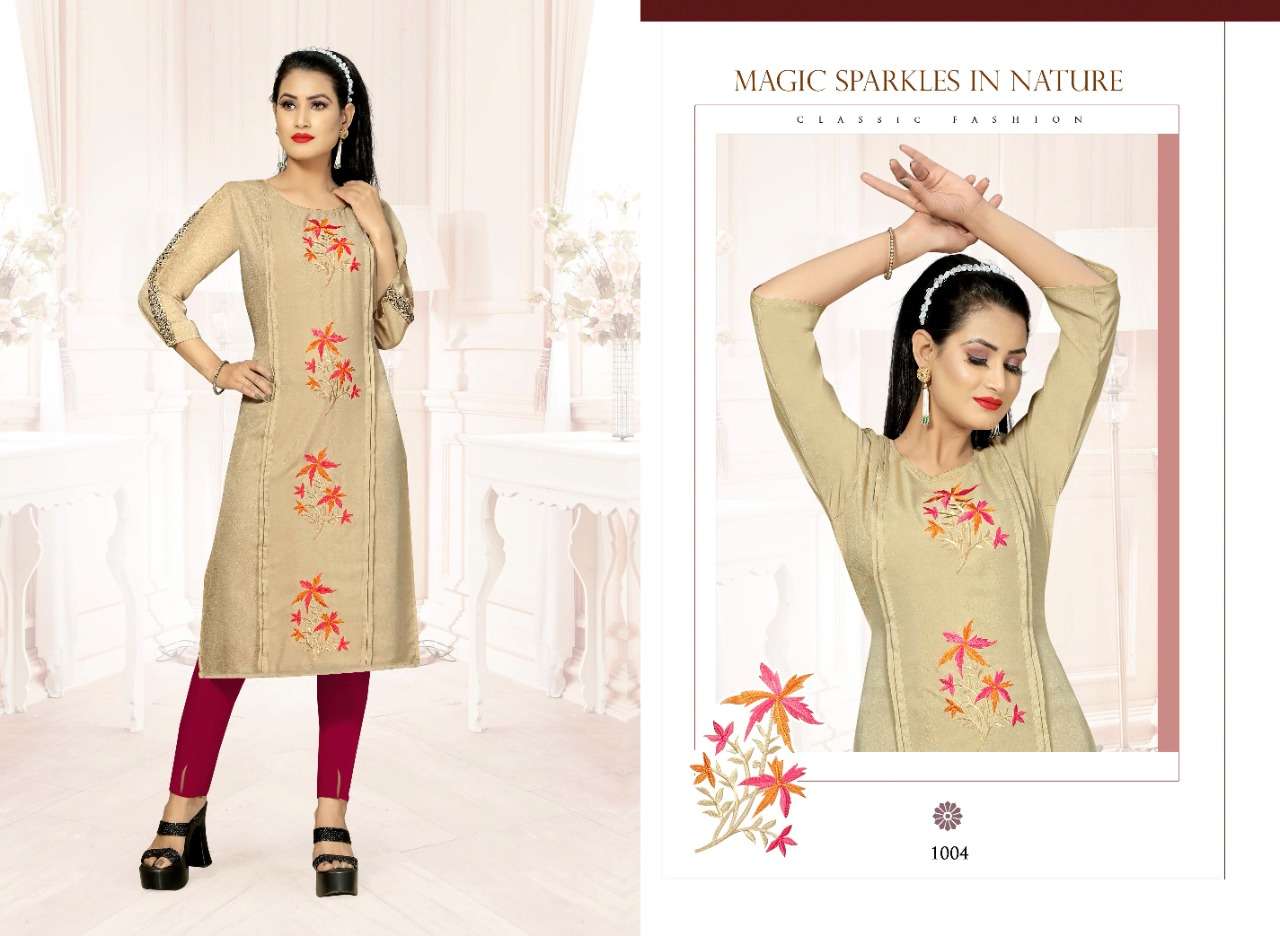 FESTIVAL BY JOURNEY 1001 TO 1004 SERIES DESIGNER STYLISH FANCY COLORFUL BEAUTIFUL PARTY WEAR & ETHNIC WEAR COLLECTION CHINNON KURTIS WITH BOTTOM AT WHOLESALE PRICE