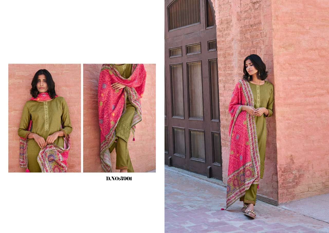 MRUNALI BY KALAKIRTI 5901 TO 5906 SERIES BEAUTIFUL SUITS COLORFUL STYLISH FANCY CASUAL WEAR & ETHNIC WEAR PURE JAM SATIN PRINT DRESSES AT WHOLESALE PRICE