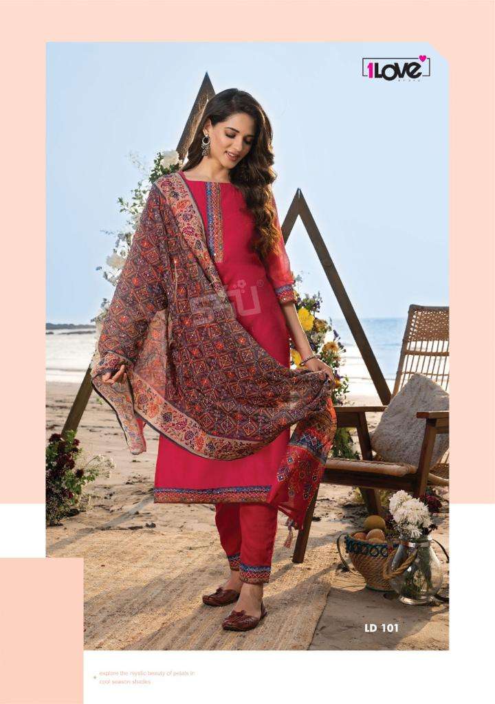 LOVE FOR DUPATTA BY 1 LOVE 101 TO 107 SERIES BEAUTIFUL SUITS COLORFUL STYLISH FANCY CASUAL WEAR & ETHNIC WEAR FANCY DRESSES AT WHOLESALE PRICE