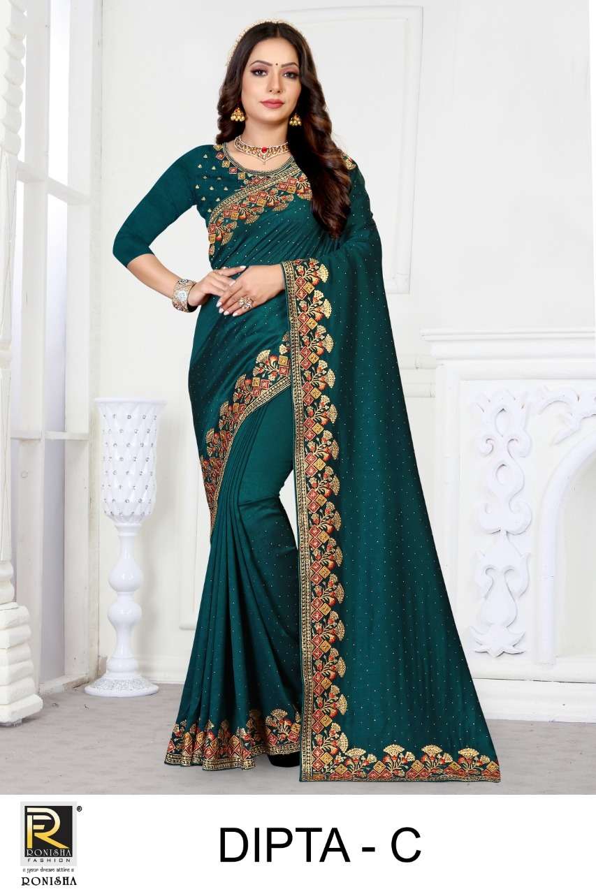 DIPTA BY RONISHA A TO F SERIES INDIAN TRADITIONAL WEAR COLLECTION BEAUTIFUL STYLISH FANCY COLORFUL PARTY WEAR & OCCASIONAL WEAR VICHITRA SILK SAREES AT WHOLESALE PRICE