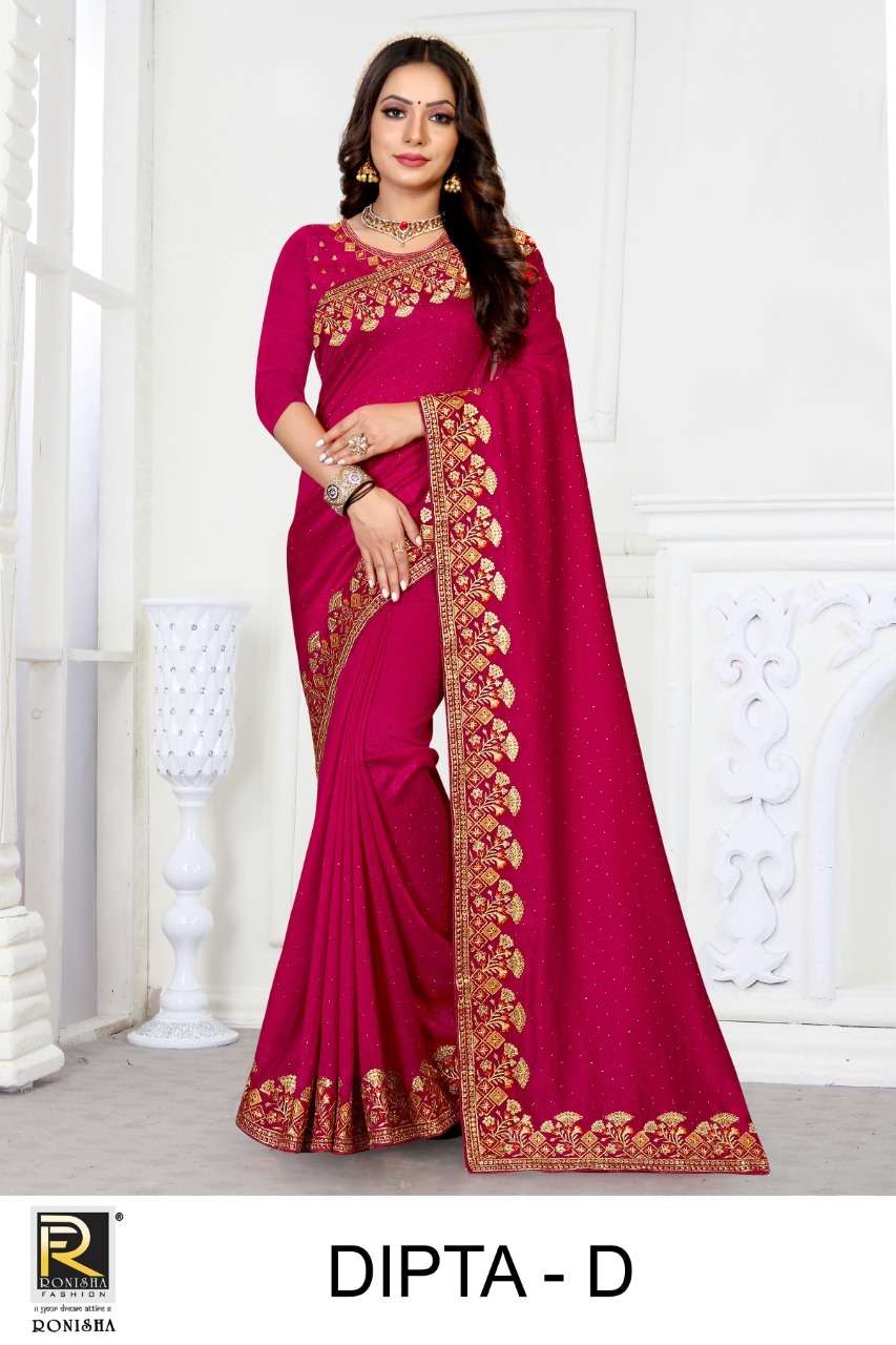 DIPTA BY RONISHA A TO F SERIES INDIAN TRADITIONAL WEAR COLLECTION BEAUTIFUL STYLISH FANCY COLORFUL PARTY WEAR & OCCASIONAL WEAR VICHITRA SILK SAREES AT WHOLESALE PRICE
