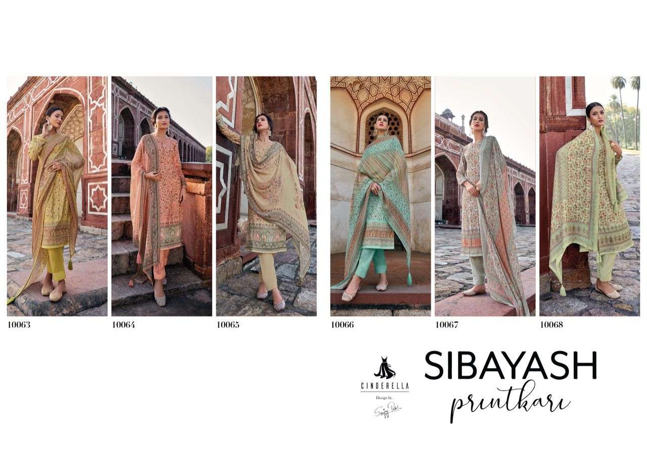 SIBAYASH BY CINDERELLA 10063 TO 10068 SERIES BEAUTIFUL SUITS COLORFUL STYLISH FANCY CASUAL WEAR & ETHNIC WEAR PURE MUSLIN DIGITAL PRINT DRESSES AT WHOLESALE PRICE