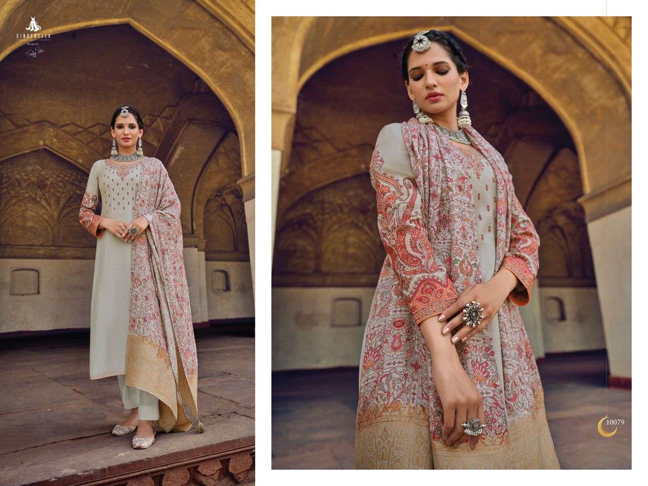 CHAAND BIBI BY CINDERELLA 10075 TO 10080 SERIES BEAUTIFUL SUITS COLORFUL STYLISH FANCY CASUAL WEAR & ETHNIC WEAR PURE MUSLIN DIGITAL PRINT DRESSES AT WHOLESALE PRICE